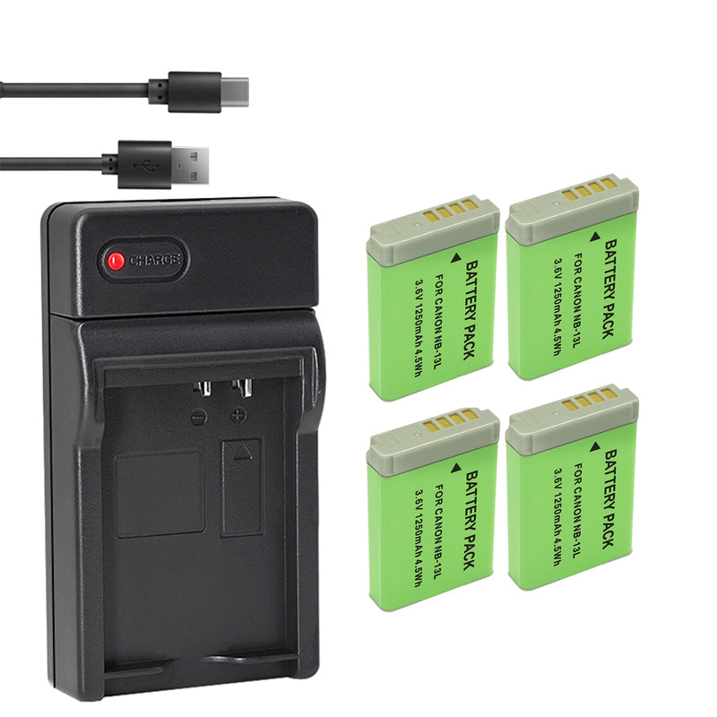 2-Pack of NB-13L Batteries and  Battery Charger for Canon PowerShot SX740 HS, G1 X Mark III, G5 X, G5 X Mark II, G7 X, G7 X Mark II, G7 X Mark III, G9 X, G9 X Mark II, SX620 HS, SX720 HS Camera