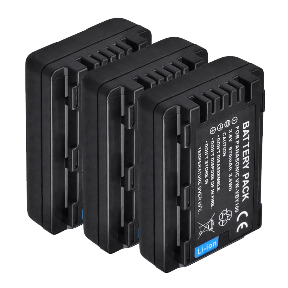 For Panasonic VW-VBY100 Battery HC-V110, HC-V110G, HC-V110GK, HC-V110K, HC-V110P, HC-V110P-K, 970mAh Camera Batteries