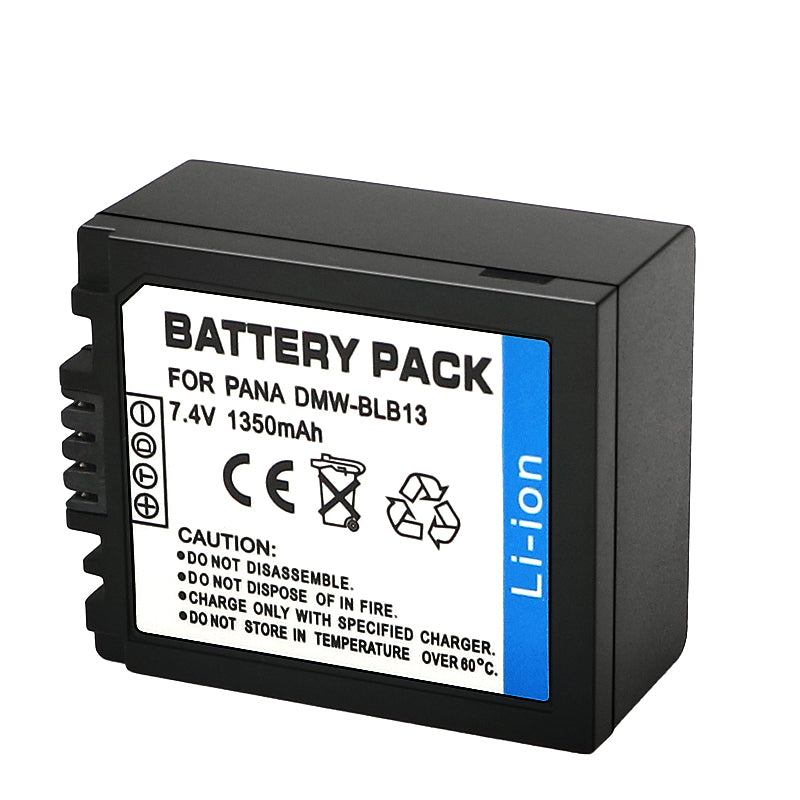 For Panasonic DMW-BLB13 Battery  Lumix DMC-G1, DMC-G2, DMC-G10, DMC-GF1, DMC-GH1 1350mAh Camera Batteries