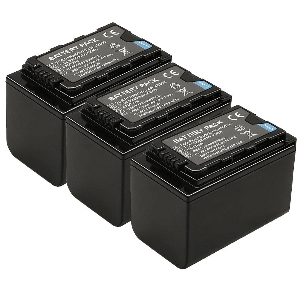 For Panasonic VW-VBD58 VBR59 Battery AG-VBR59, BGH1, HC-X1, HC-X1500, HC-X2000, AG-CX10, AG-CX350, AG-UX180, 5800mAh Camera Batteries