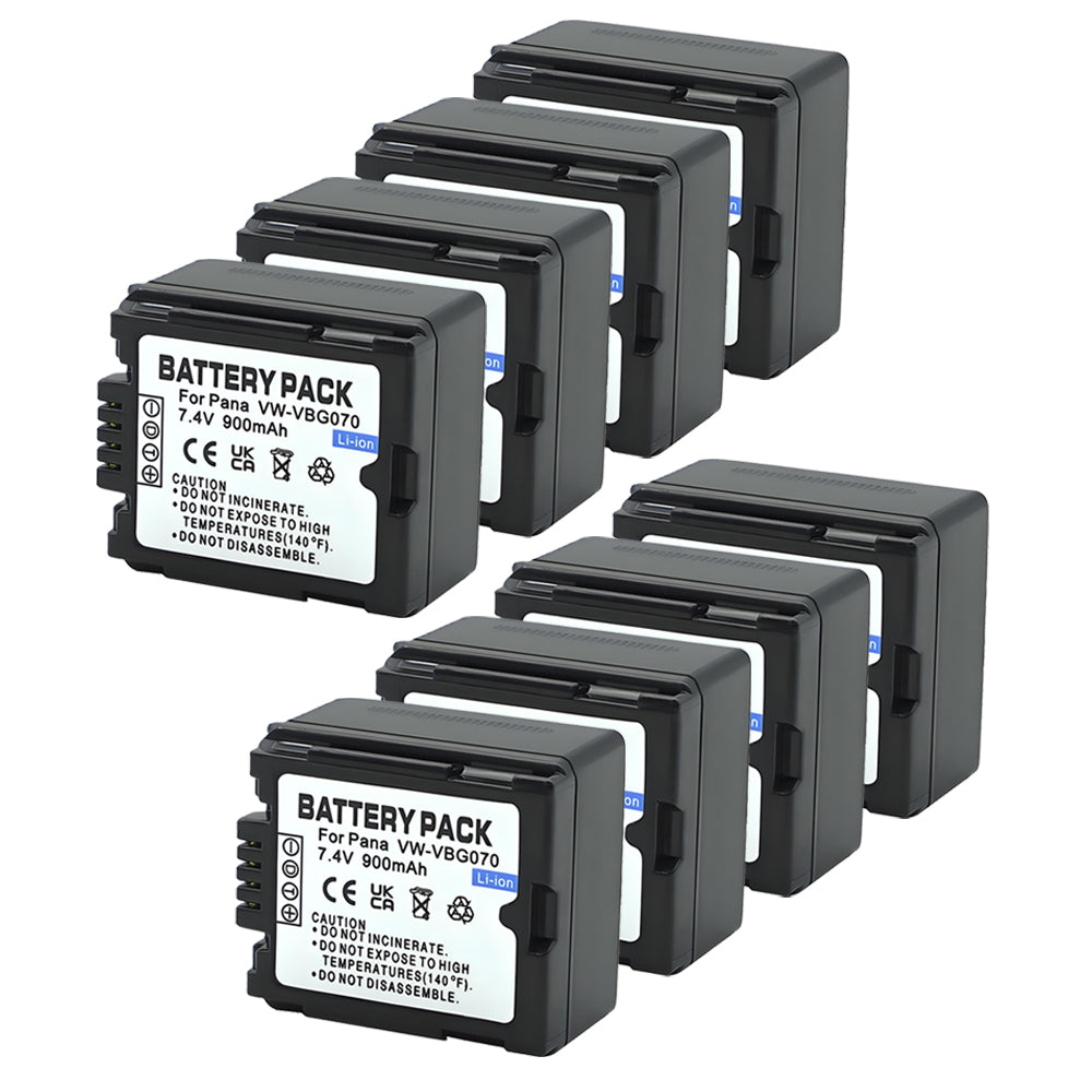 For Panasonic VW-VBG070 VW-VBG130 VWVBG260 Battery Replacement SDR-H40, SDR-H80 Series, HDC-HS700, TM700, HS300, TM300, HS250, SD20, HS20, 900mAh Camera Batteries