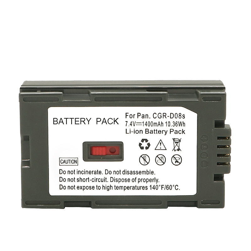 For Panasonic CGA-D08R, CGA-D08S, CGA-D08SE/1B, Battery Replacement CGA-D120, CGA-D120A/1B, CGA-D120E/1B, CGR-D08, CGR-D08A/1B, CGR-D08R, CGR-D08S, CGR-D08SE/1B 1400mAh Camera Batteries