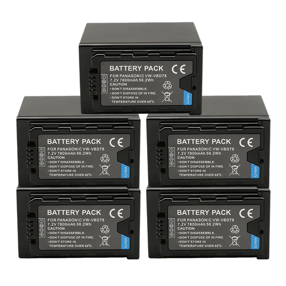 For Panasonic VW-VBD78/VBR89G VW-VBD29 Battery AG-UX180 AG-UX90 AG-3DA1 AG-AC8 AG-DVC30 AG-HPX171 AG-HPX250 HPX255 AG-HVX201 7800mAh Camera Batteries
