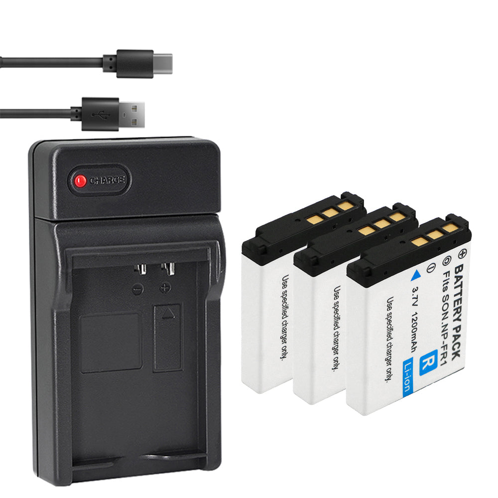 2Pcs 1200mAh NP-FR1 NP FR1 Camera Battery + LCD USB Charger for Sony NP-FR1; Sony Cyber-Shot DSC-F88,DSC-G1,DSC-P100,DSC-P100/LJ,DSC-P100/R,DSC-P120,DSCP150,DSC-P200,DSC-T30,DSC-T50,DSC-V3 Came
