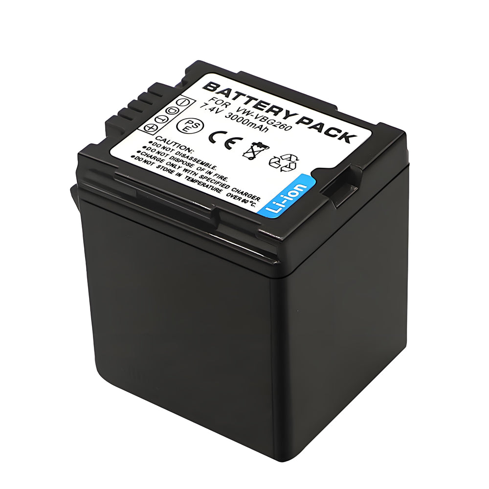 For Panasonic VW-VBG260 Battery Replacement  VW-VBG070, VW-VBG130, VW-VBG130-K, VW-VBG130PPK, VW-VBG260, VW-VBG260-K, VW-VBG260PPK, DMW-BLA13, DMW-BLA13A  3000mAh Camera Batteries