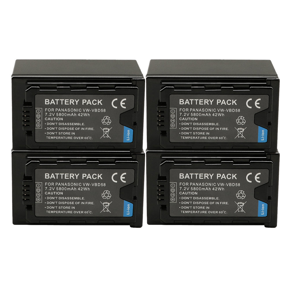 For Panasonic VW-VBD58 VBR59 Battery AG-VBR59, BGH1, HC-X1, HC-X1500, HC-X2000, AG-CX10, AG-CX350, AG-UX180, 5800mAh Camera Batteries