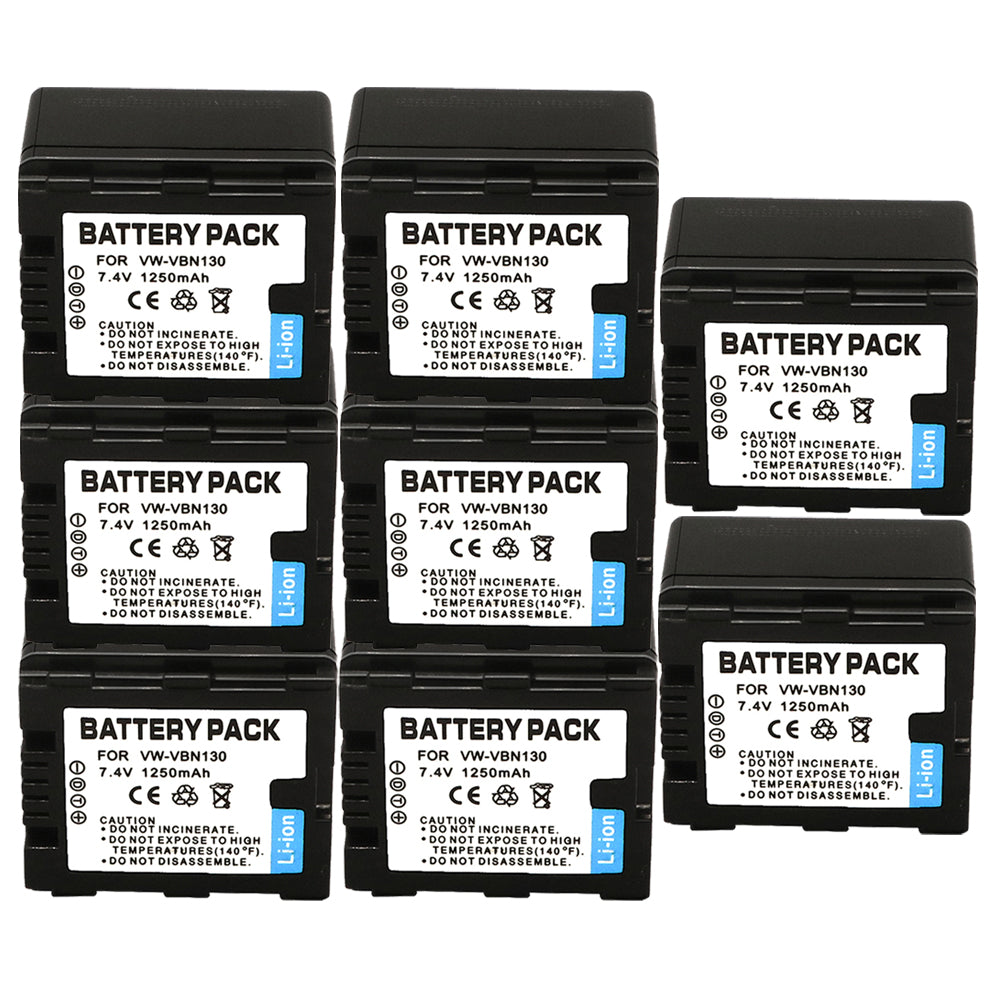 For Panasonic VW-VBN130 Battery Replacement HC-X910, HC-X920, HC-X920M, HDC-HS900, HDC-HS900GK, HDC-HS900GK-3D, HDC-HS900K, HDC-SD800, HDC-SD800GK 1250mAh Camera Batteries