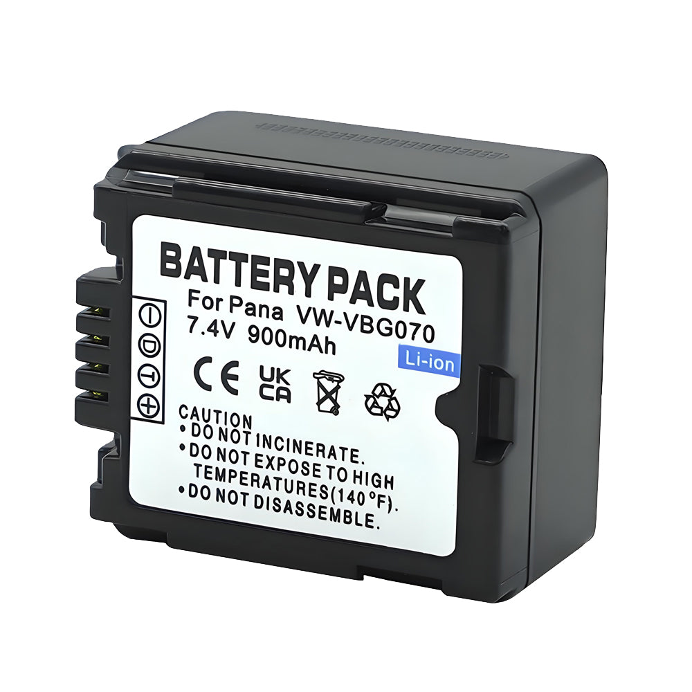 For Panasonic VW-VBG070 VW-VBG130 VWVBG260 Battery Replacement SDR-H40, SDR-H80 Series, HDC-HS700, TM700, HS300, TM300, HS250, SD20, HS20, 900mAh Camera Batteries
