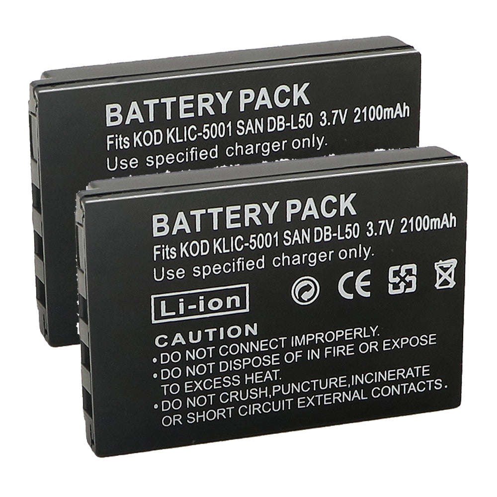 For Sanyo Camera Battery DB-L50 NVP-D7 3.7V 2100mAh Batteries