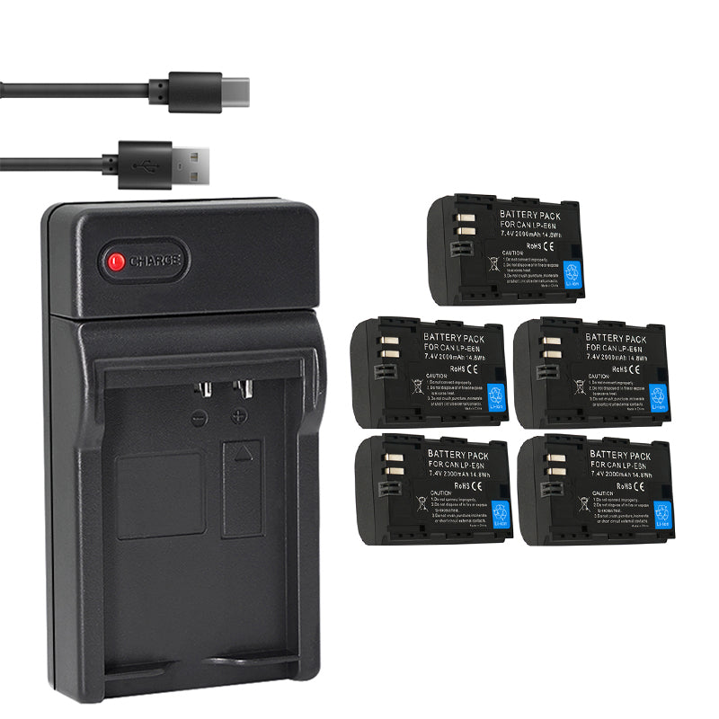 3-Pack 2000mAh LP-E6 LP-E6N Batteries and 3-Slot LCD Charger Compatible With Canon EOS R6 R5 R 90D 80D 70D 60D 60DA 6D 6D Mark II 5D Mark II/III/IV 5DS 5DS R 7D 7D Mark II XC15 XC10 BMPCC 4K/6K
