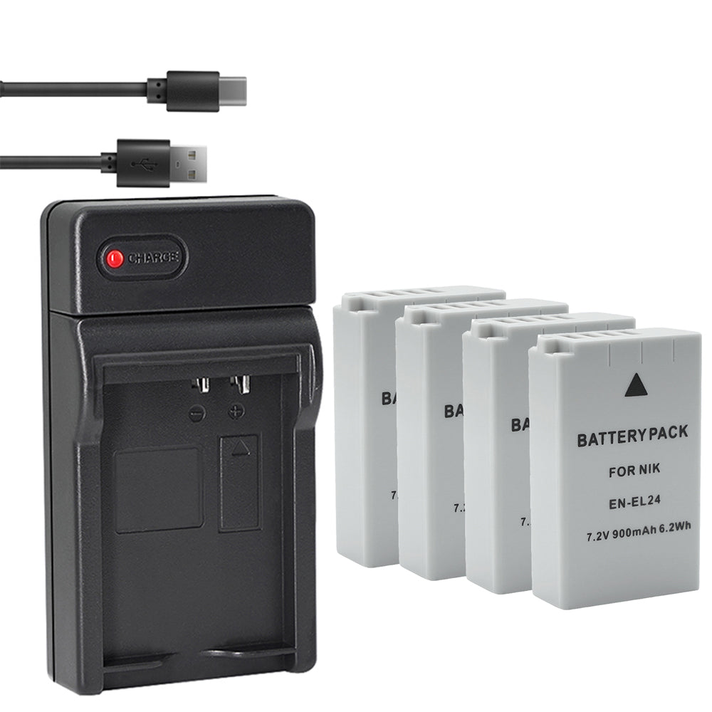 Battery and  USB Charger Compatible with Nikon EN-EL24 ENEL24 EN-EL24a ENEL24a Battery, Nikon MH-31 Charger, Nikon 1 J5 1J5, Nikon DL18-50 DL1850, Nikon DL24-85 DL2485 Digital Camera