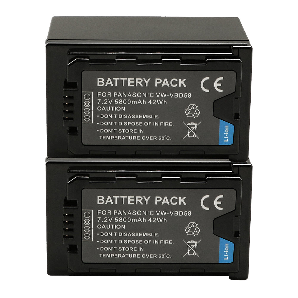 For Panasonic VW-VBD58 VBR59 Battery AG-VBR59, BGH1, HC-X1, HC-X1500, HC-X2000, AG-CX10, AG-CX350, AG-UX180, 5800mAh Camera Batteries