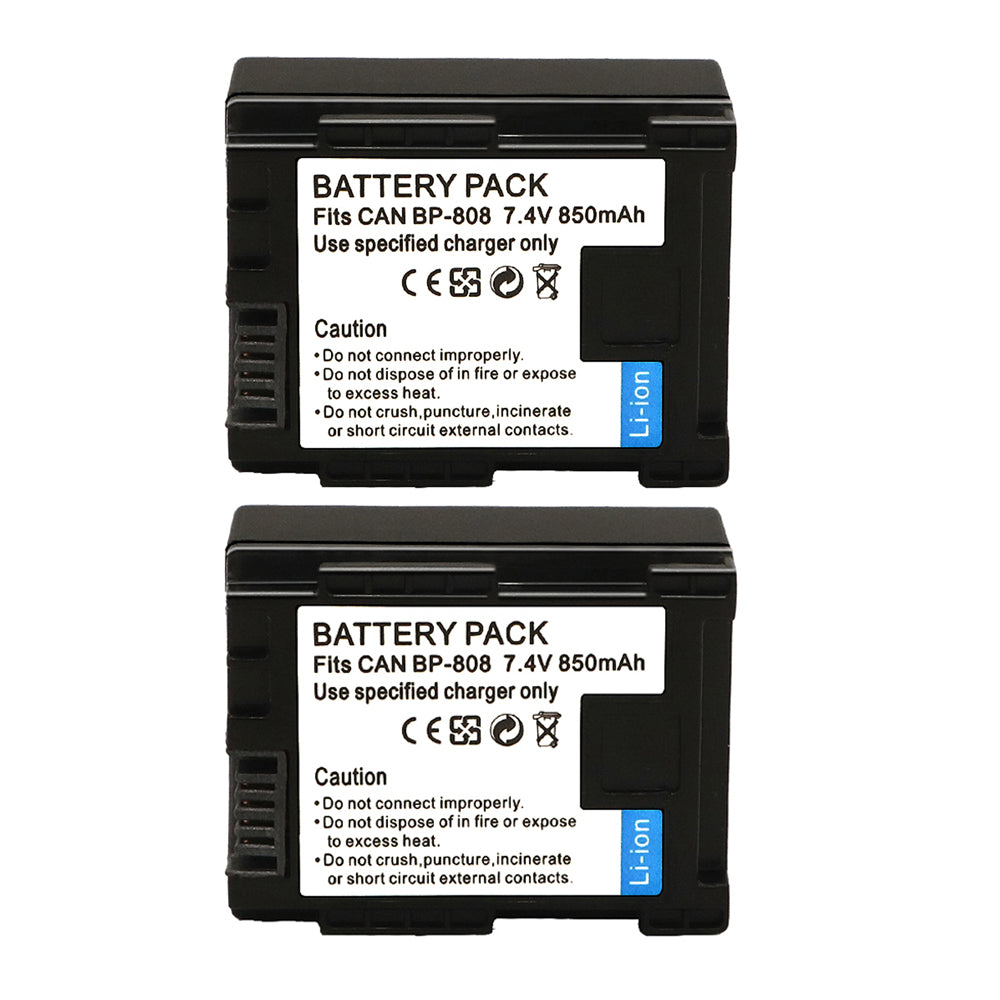 For Canon BP-808 BP-809 Battery FS10, FS11, FS20 VIXIA HF M30 850mAh Camera Batteries