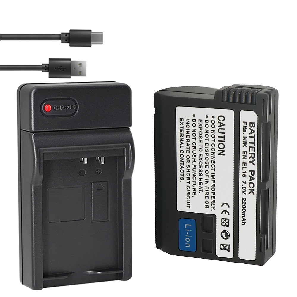 EN-EL15a EN-EL15b EN-EL15c Battery and USB Charger Compatible with Nikon D780, Z6, Z7, D850, D810, D810A, D800, D800E, D7500, D7200, D7100, D7000, D750, D810, D610, D600, 1v1 Cameras