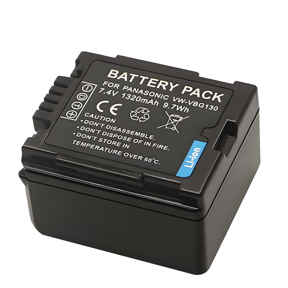 For Panasonic VW-VBG130 Battery Replacement Lumix DMC-L10, HDC-HS250, HDC-HS300, HDC-HS700, HDC-SD10, HDC-SD600, HDC-SD700, HDC-SDT750, HDC-TM10, HDC-TM15 1320mAh Camera Batteries