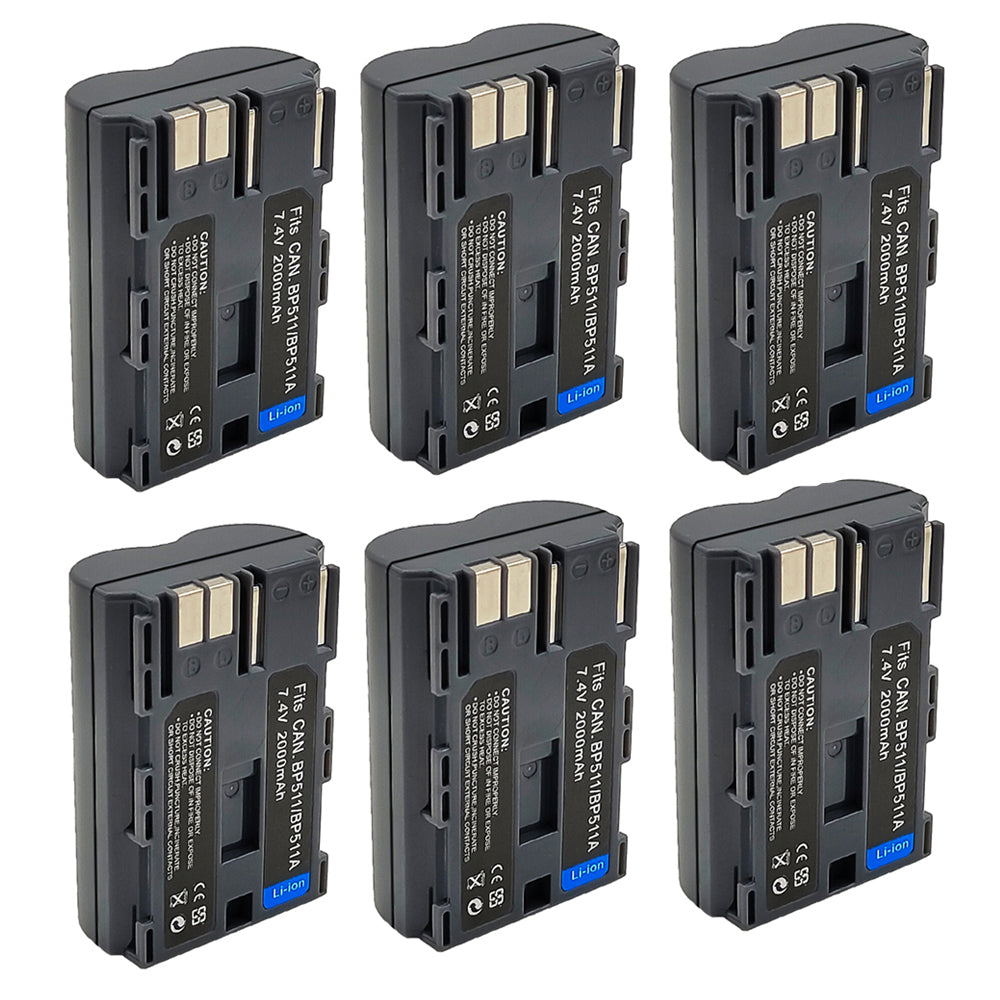 For Canon BP511 BP511A BP-508 Battery ZEOS 5D DM-MV30 2000mAh Camera Batteries
