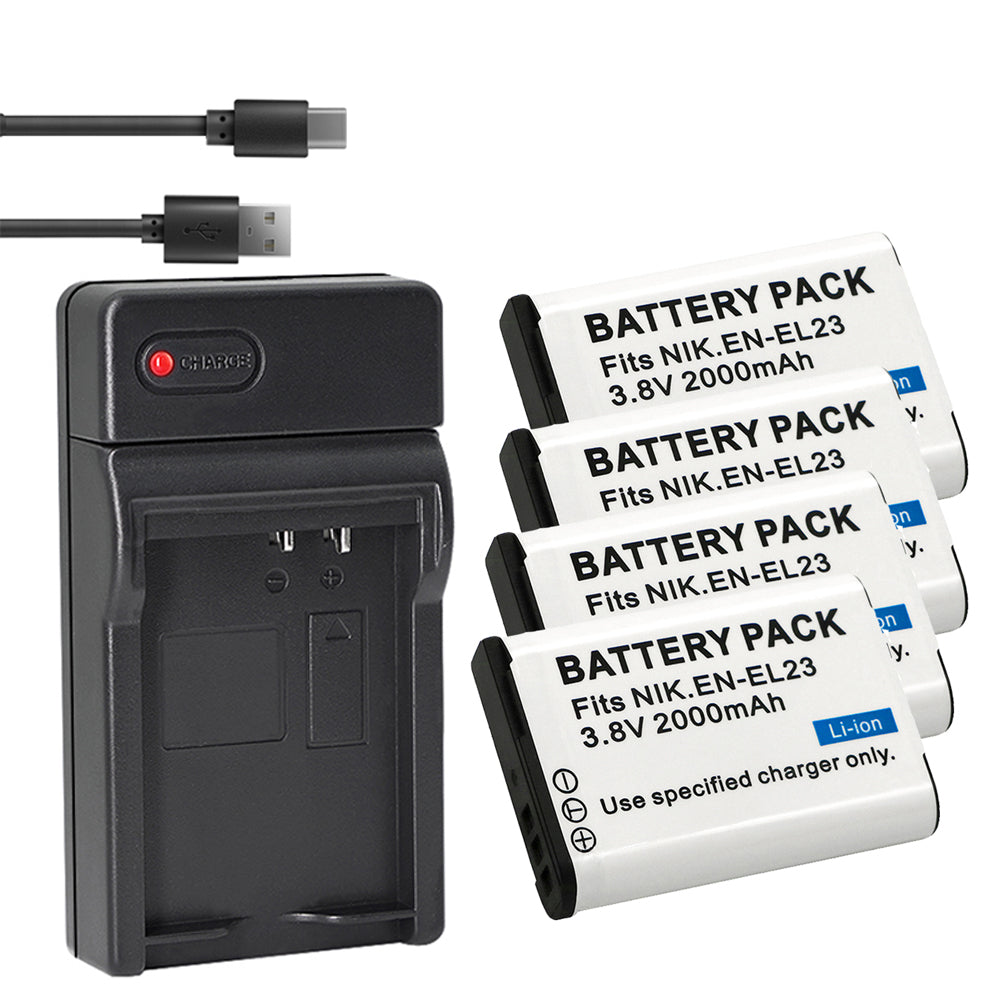 2 Pack of EN-EL23 Batteries and  Battery Charger for Nikon Coolpix B700, P900, P600, P610, S810c Digital Camera