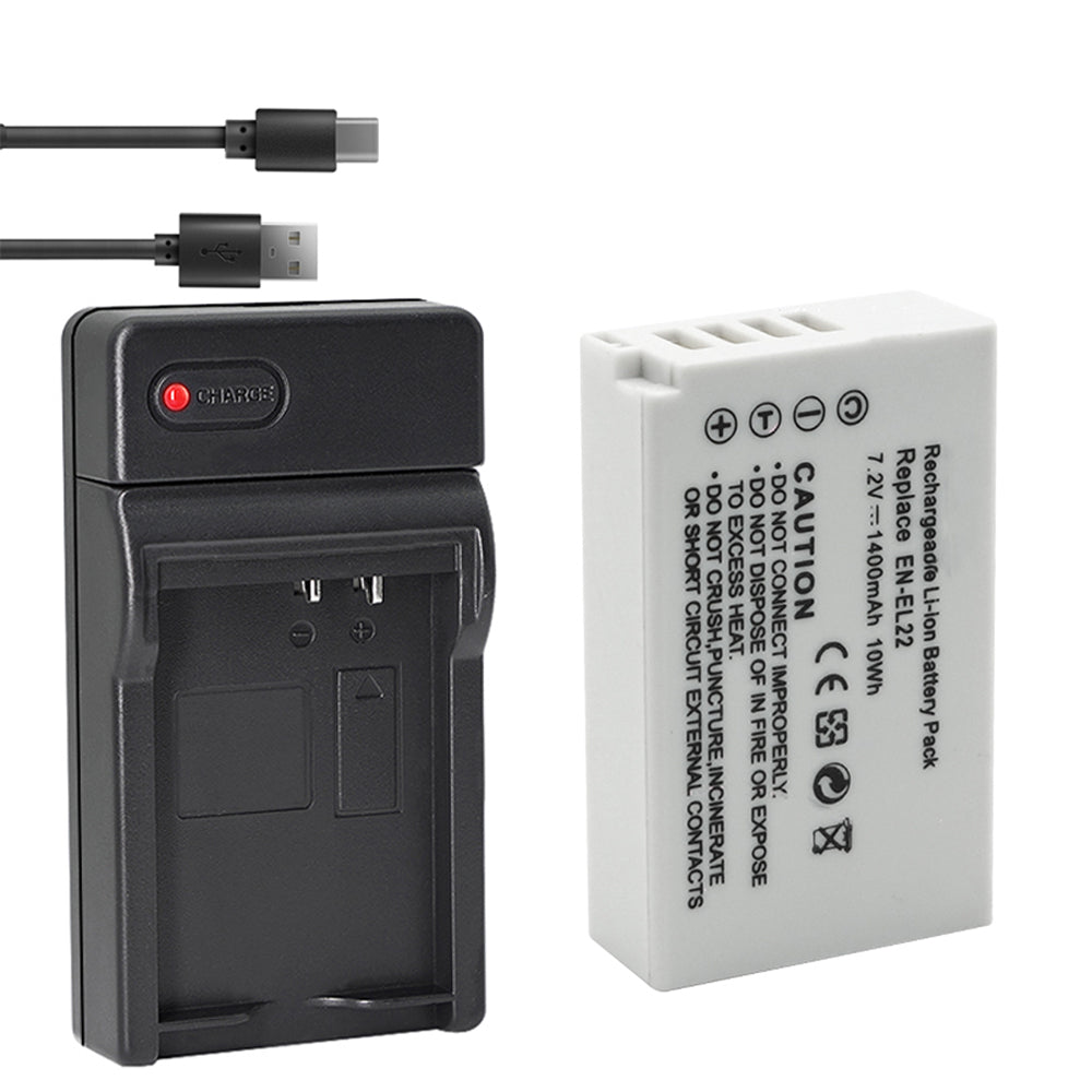 Battery and USB Charger Compatible with Nikon EN-EL22 Battery MH-29 Charger, Nikon 1 J4 Digital Camera, Nikon 1J4 Digital Camera, Nikon 1 S2 Digital Camera, Nikon 1S2 Digital Camera