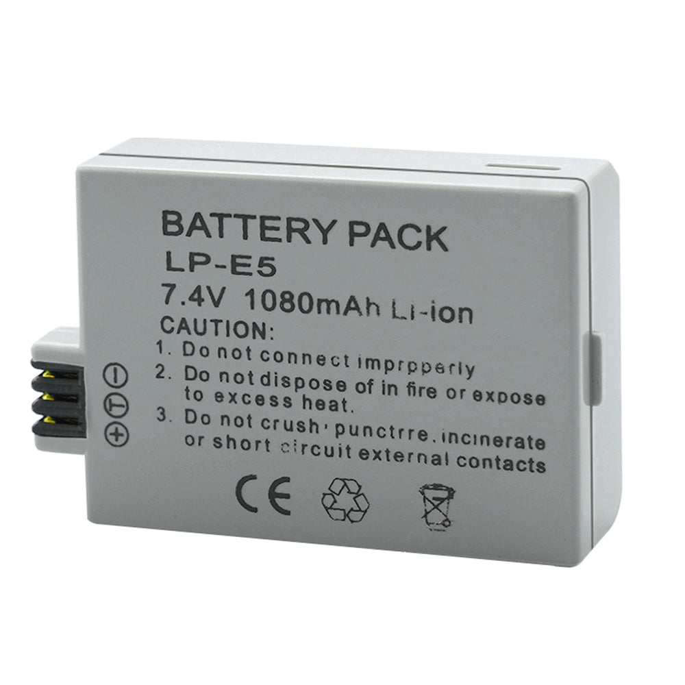 LP-E5  Replacement Battery (2-Pack) and Rapid Charger for Canon LP-E5 and Canon EOS Rebel XS, Rebel T1i, Rebel XSi, 1000D, 500D, 450D, Kiss X3, KissX2, KissF (100% Compatible with Original)
