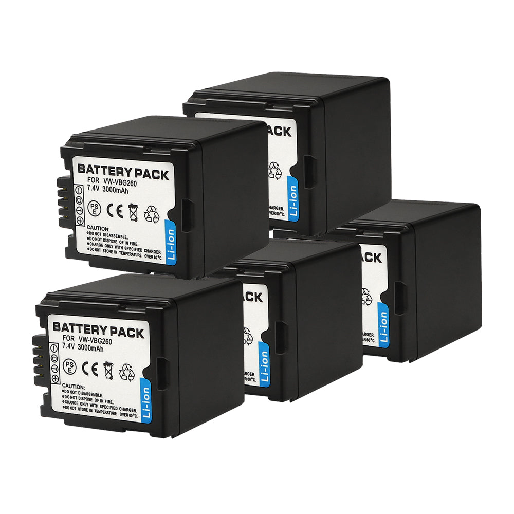 For Panasonic VW-VBG260 Battery Replacement  VW-VBG070, VW-VBG130, VW-VBG130-K, VW-VBG130PPK, VW-VBG260, VW-VBG260-K, VW-VBG260PPK, DMW-BLA13, DMW-BLA13A  3000mAh Camera Batteries