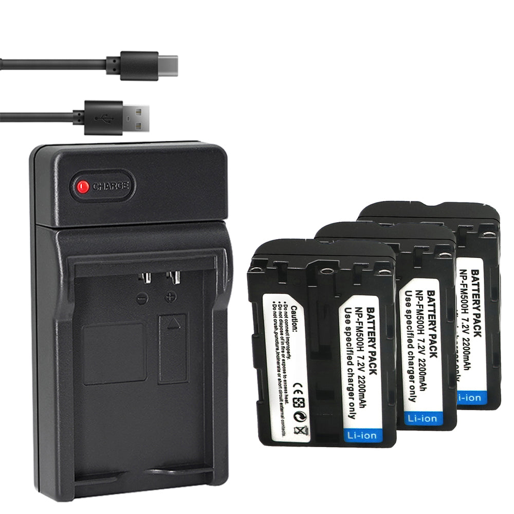 Battery X2 & LCD USB Charger for Sony NP-FM500H Alpha SLT A57 A58 A65 A77 A99 A77V A77II DSLR-A100 A200 A350 A450 A500 A550 A700 A850 A900 Alpha A99 II CLM-V55 DSLR A100 A200 A560 A580 A58