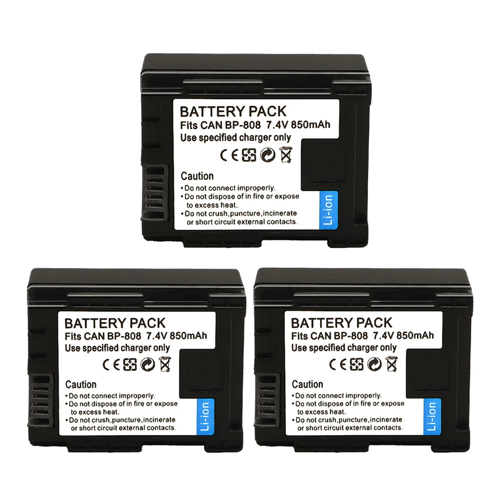 For Canon BP-808 BP-809 Battery FS10, FS11, FS20 VIXIA HF M30 850mAh Camera Batteries