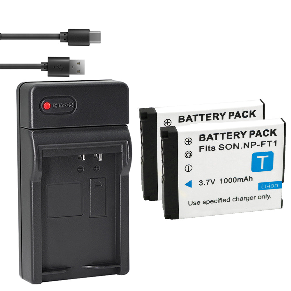 1-Pack Battery and USB Charger Replacement for Sony NP-FT1, Type T Battery, Sony C-CS3, BC-TR1 Charger, Sony Cyber-Shot DSC-T10/W, Cyber-Shot DSC-T11, Cyber-Shot DSC-T33 Cameras
