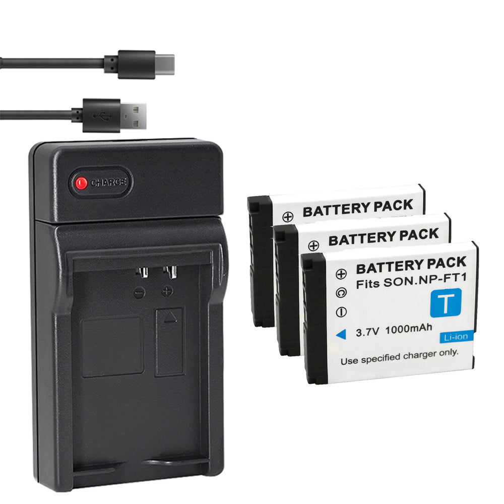 1-Pack Battery and USB Charger Replacement for Sony NP-FT1, Type T Battery, Sony C-CS3, BC-TR1 Charger, Sony Cyber-Shot DSC-T10/W, Cyber-Shot DSC-T11, Cyber-Shot DSC-T33 Cameras