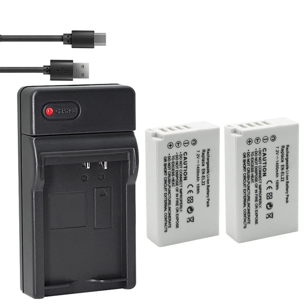 Battery and USB Charger Compatible with Nikon EN-EL22 Battery MH-29 Charger, Nikon 1 J4 Digital Camera, Nikon 1J4 Digital Camera, Nikon 1 S2 Digital Camera, Nikon 1S2 Digital Camera