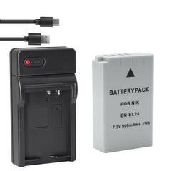 Battery and  USB Charger Compatible with Nikon EN-EL24 ENEL24 EN-EL24a ENEL24a Battery, Nikon MH-31 Charger, Nikon 1 J5 1J5, Nikon DL18-50 DL1850, Nikon DL24-85 DL2485 Digital Camera