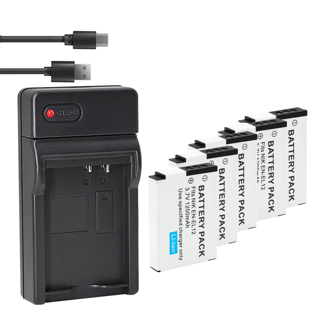 Battery (X2) & LCD Slim USB Charger for EN-EL12, ENEL12, MH-65 Coolpix S9900, S9700, AW120, S9500, AW110, S70, S9600, S6300, S6200, S8100, S9100, S800c, S31 Digital Cameras + More