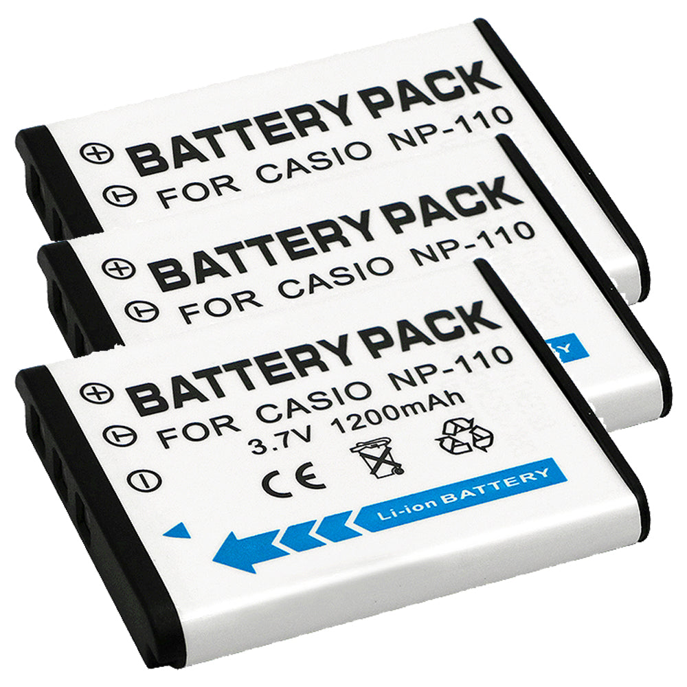 For Casio NP-110 CNP110 Battery Cas Exilim EX-FC200S, EX-Z2000, EX-Z3000 1200mAh Camera Batteries