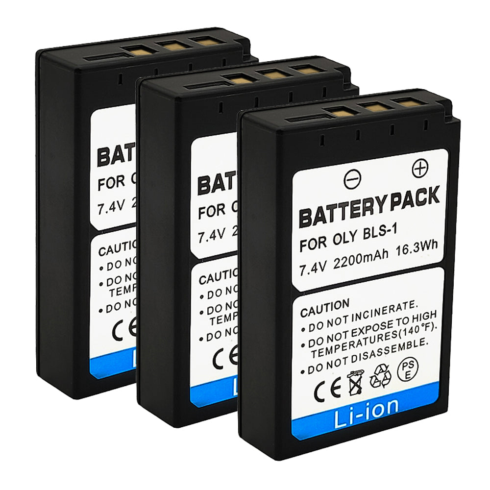 For Olympus BLS-1 Battery + BCS-1 Charger E-410, E-420, E-P1, E-P2 – 2200mAh Camera Batteries