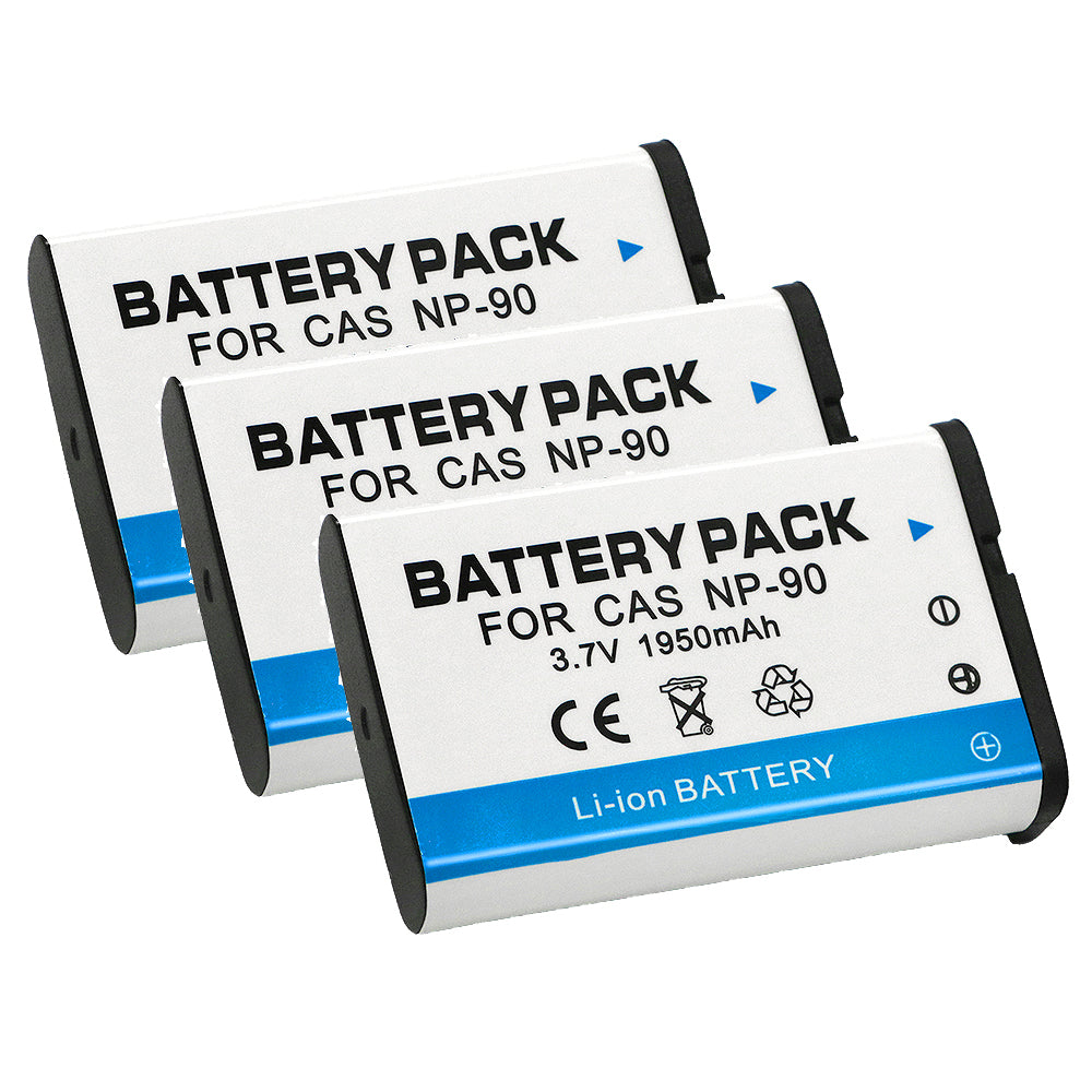 For Casio CNP-90 Battery NP-90DBA Casio BC-90L Charger, Casio Exilim EX-H20G, 1950mAh Camera Batteries