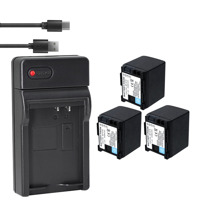 1-Pack BP-808 BP808 Battery and USB Wall Charger Compatible with Canon BP-809 BP-819 BP-827 Battery, Canon CG-800 Charger, Canon VIXIA HG20 VIXIA HG21 VIXIA HG30, XA10, XA10 HD Cameras