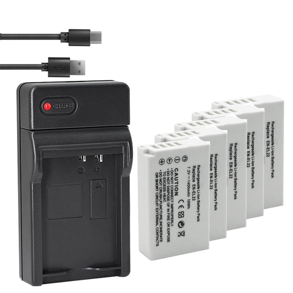 Battery and USB Charger Compatible with Nikon EN-EL22 Battery MH-29 Charger, Nikon 1 J4 Digital Camera, Nikon 1J4 Digital Camera, Nikon 1 S2 Digital Camera, Nikon 1S2 Digital Camera