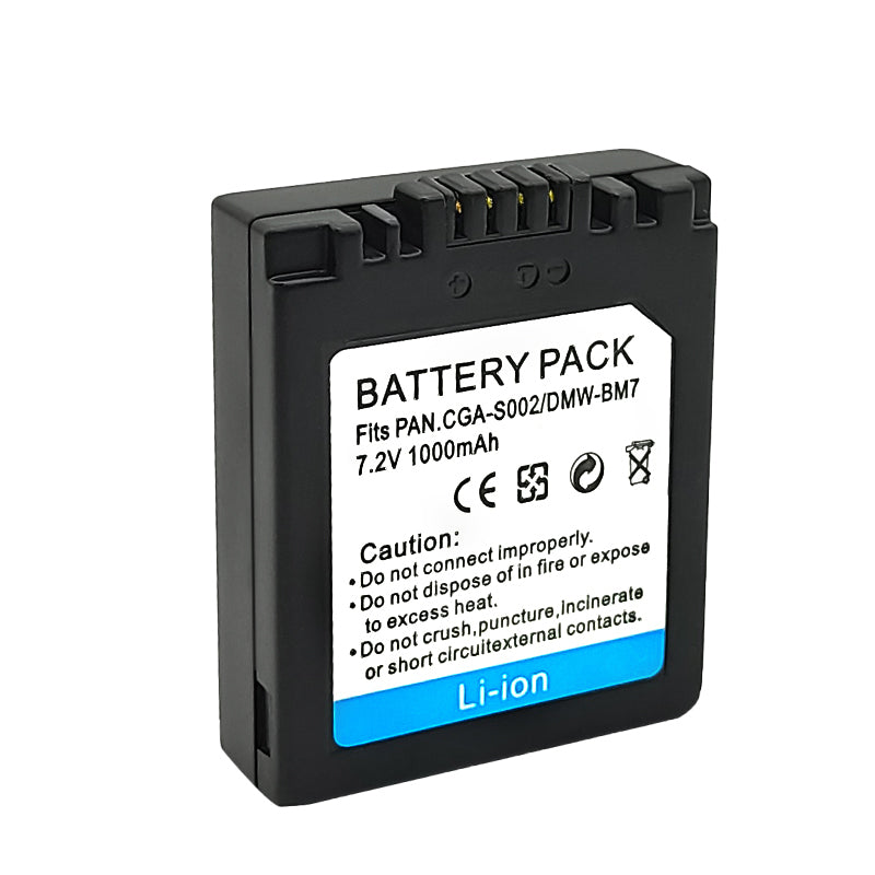 For Panasonic CGA-S002, CGA-S002A Battery DMW-BM7 DMC-FZ1, DMC-FZ2 1000mAh Camera Batteries