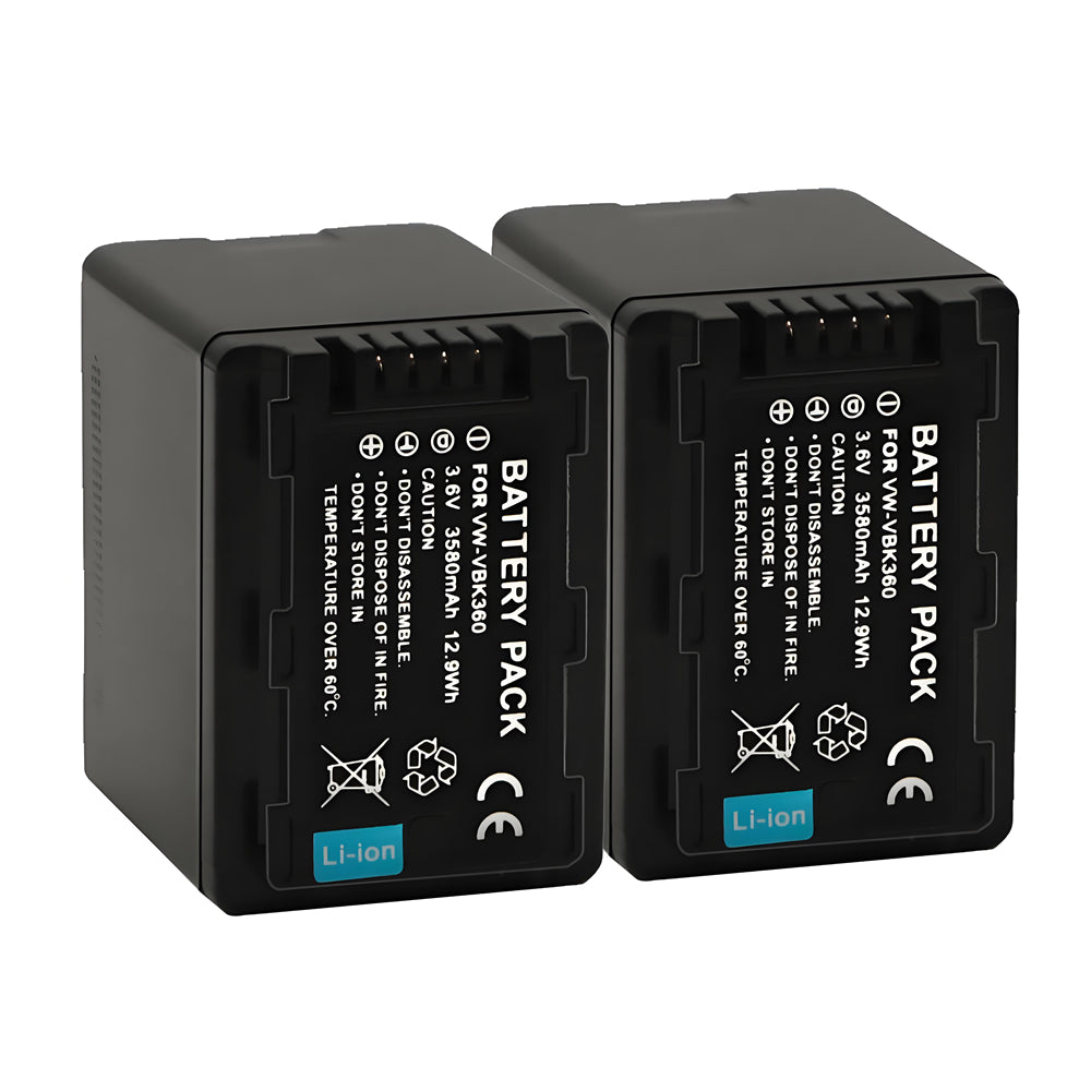 For Panasonic VW-VBK360 Battery Replacement SDR-S50K, SDR-S50N, SDR-S50P, SDR-S50PC 3580mAh Camera Batteries