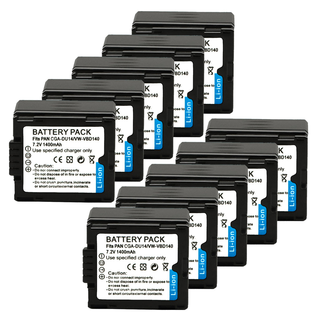 For Panasonic CGA-DU14 CGA-DU21 VBD140 VBD210 Battery Replacement NV-GS508 MX500 PV-GS500 SDR-H280 VDR-D400 M75 M95 M250, DZ-BP21SJ DZ-BP14S DZ-BP7S DZ-BP14SW 1400mAh Camera Batteries