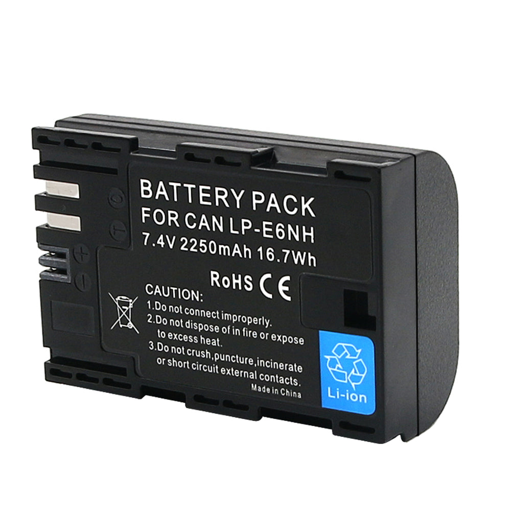 2-Pack of LP-E6NH Batteries and Battery Charger for Canon EOS R, 90D, 60D, 70D, 80D, 5D II, III, IV, 6D, 7D, 7D Mark II, XC10, XC15 Cameras