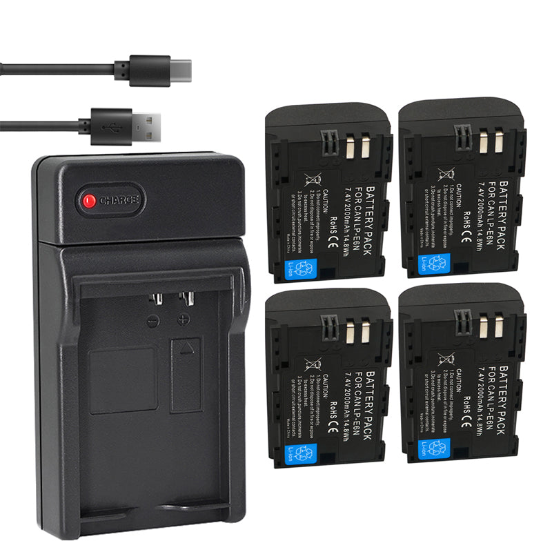 3-Pack 2000mAh LP-E6 LP-E6N Batteries and 3-Slot LCD Charger Compatible With Canon EOS R6 R5 R 90D 80D 70D 60D 60DA 6D 6D Mark II 5D Mark II/III/IV 5DS 5DS R 7D 7D Mark II XC15 XC10 BMPCC 4K/6K