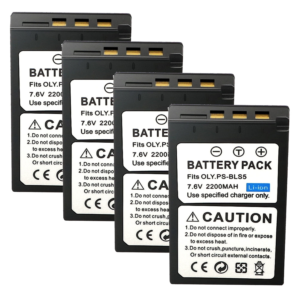 For Olympus BLS-5, BLS-50, PS-BLS5 Battery OM-D E-M10, Pen E-PL2, E-PL5 2200mAh Camera Batteries