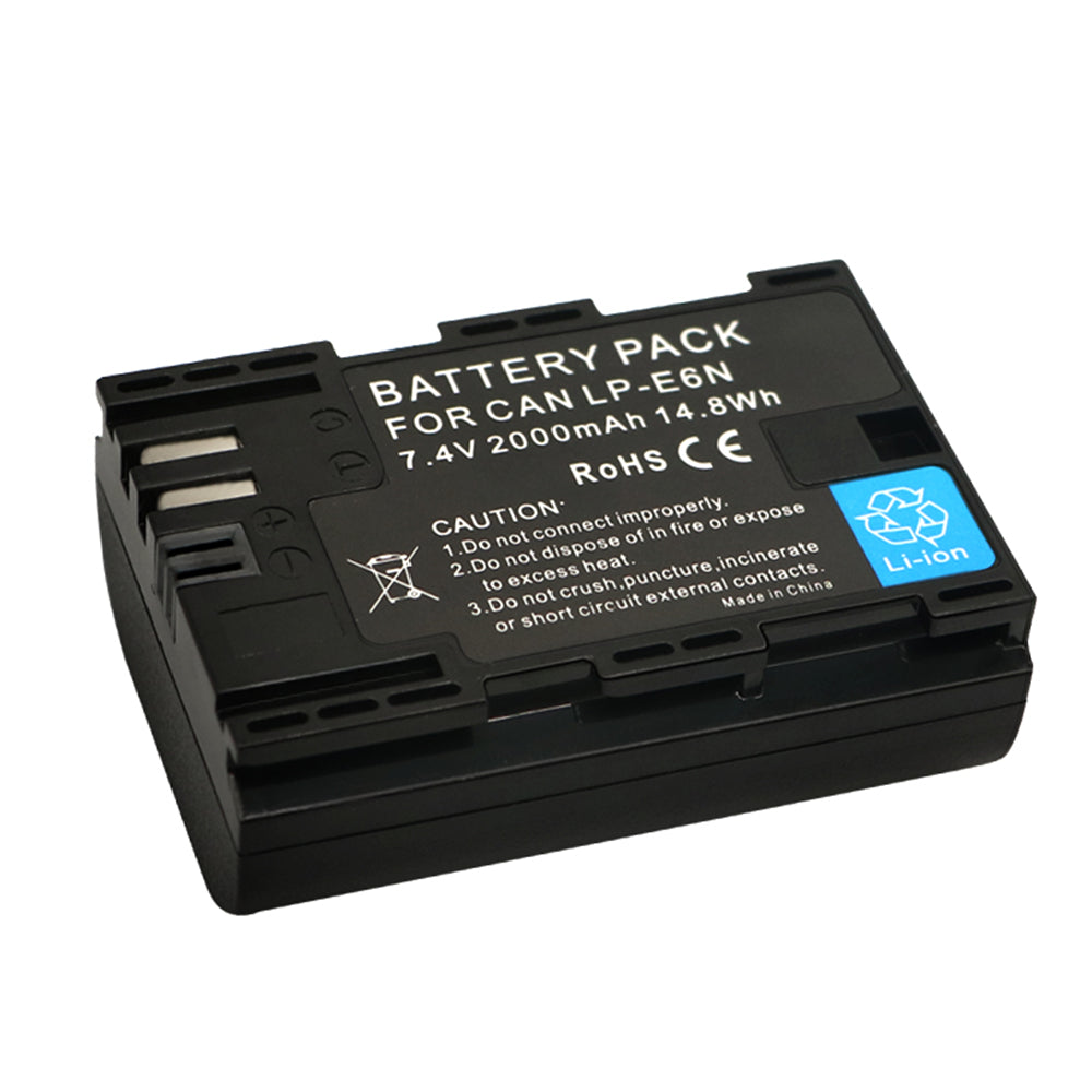 3-Pack 2000mAh LP-E6 LP-E6N Batteries and 3-Slot LCD Charger Compatible With Canon EOS R6 R5 R 90D 80D 70D 60D 60DA 6D 6D Mark II 5D Mark II/III/IV 5DS 5DS R 7D 7D Mark II XC15 XC10 BMPCC 4K/6K