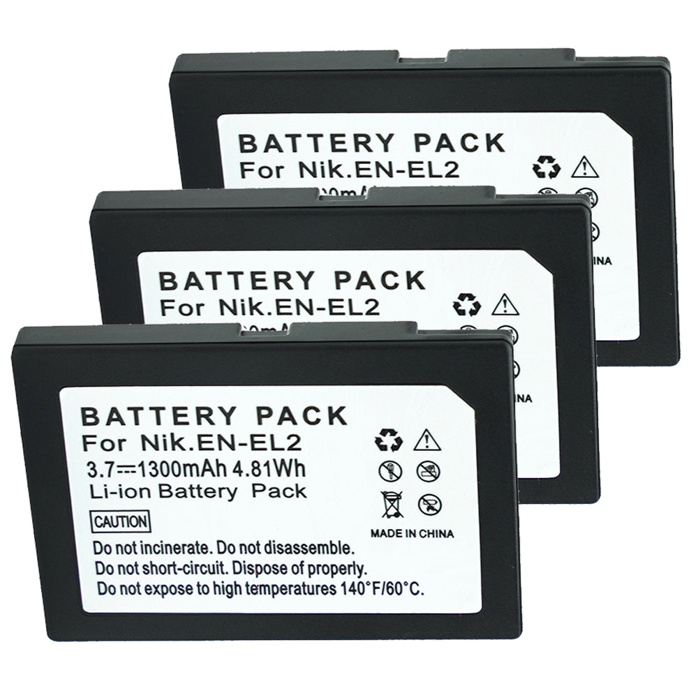 For Nikon EN-EL2 Battery Coolpix 3500, Coolpix SQ, Coolpix 2500 PN DDEN-EL2, 9904, BP-NKL2 1300mAh Camera Batteries