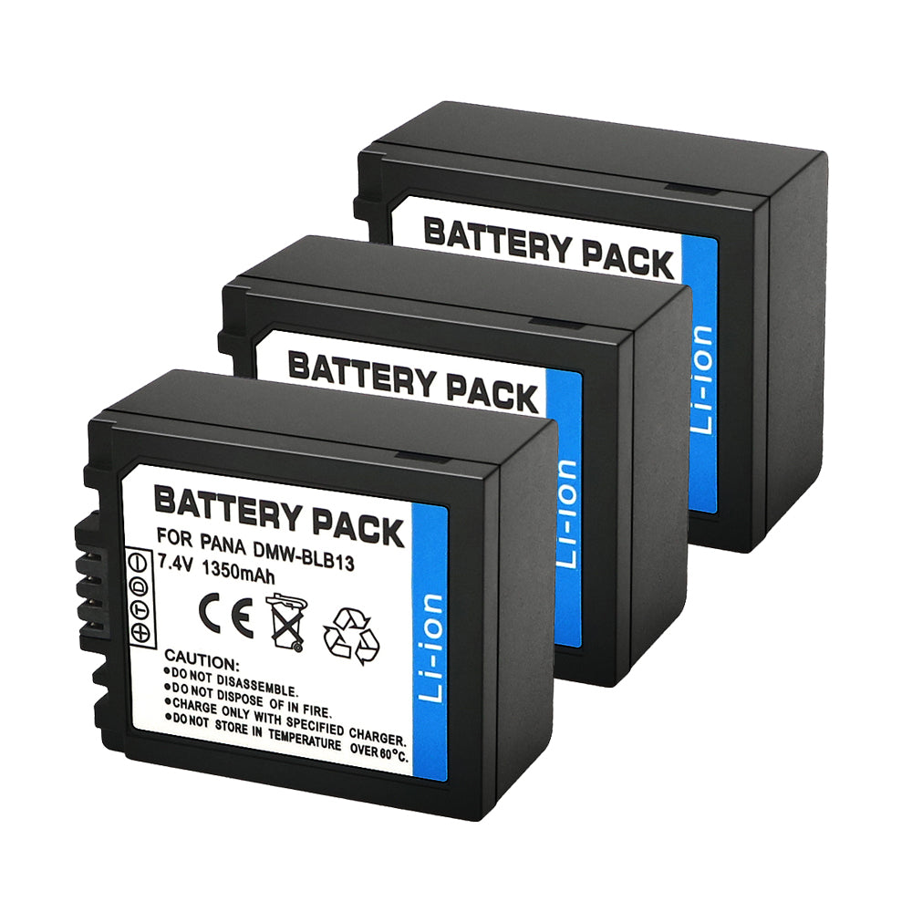 For Panasonic DMW-BLB13 Battery  Lumix DMC-G1, DMC-G2, DMC-G10, DMC-GF1, DMC-GH1 1350mAh Camera Batteries