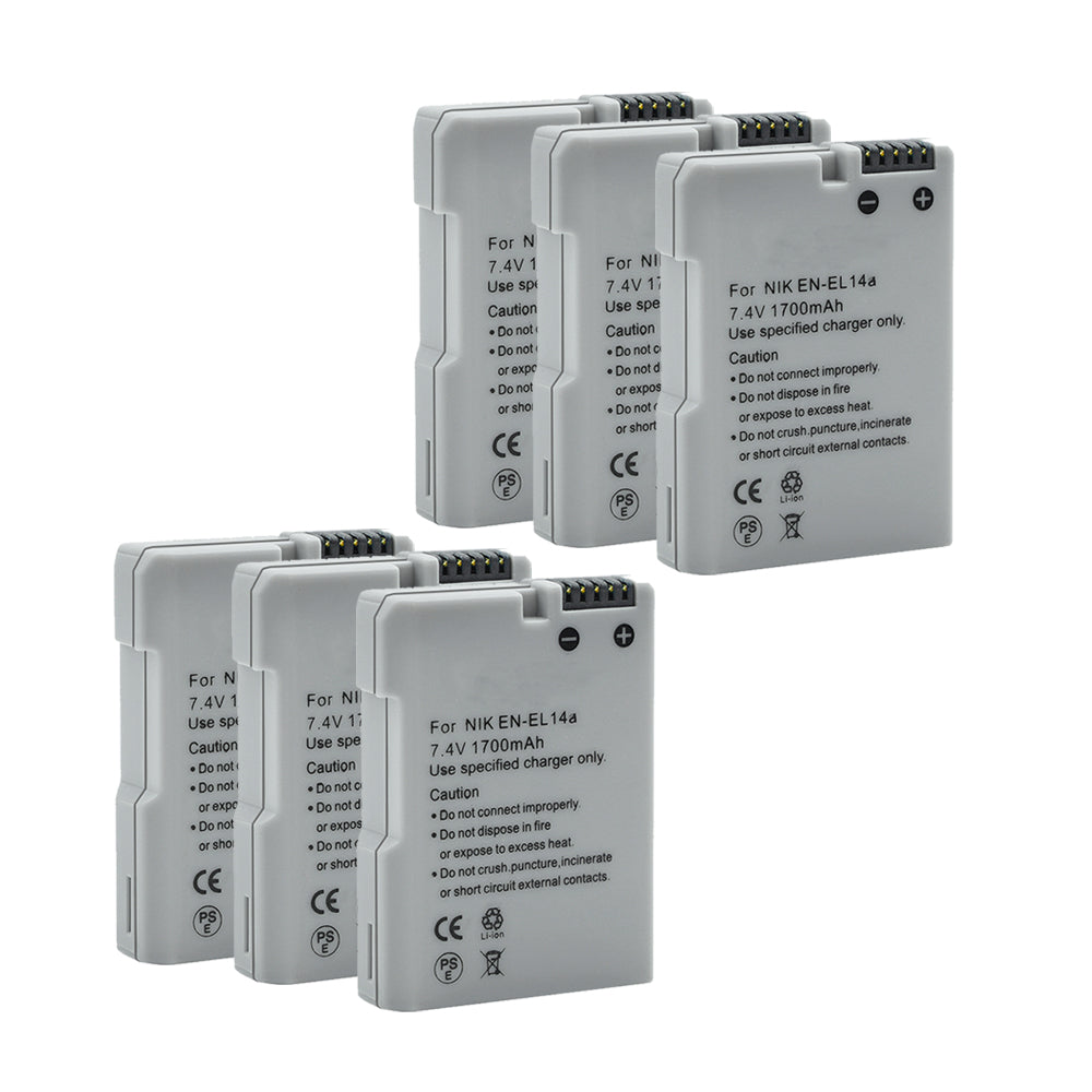 For Nikon EN-EL14A Battery Nikon D3300 DSLR  D3400 DSLR  D3500 DSLR D5100 DSLR D5200 DSLR 1700mAh Camera Batteries