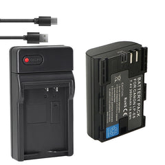 2-Pack of LP-E6N Batteries and Battery Charger for Canon EOS R, 90D, 60D, 70D, 80D, 5D II, III, IV, 6D, 7D, 7D Mark II, XC10, XC15 Cameras
