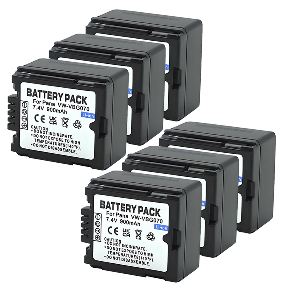 For Panasonic VW-VBG070 VW-VBG130 VWVBG260 Battery Replacement SDR-H40, SDR-H80 Series, HDC-HS700, TM700, HS300, TM300, HS250, SD20, HS20, 900mAh Camera Batteries