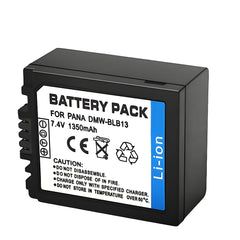 For Panasonic DMW-BLB13 Battery  Lumix DMC-G1, DMC-G2, DMC-G10, DMC-GF1, DMC-GH1 1350mAh Camera Batteries