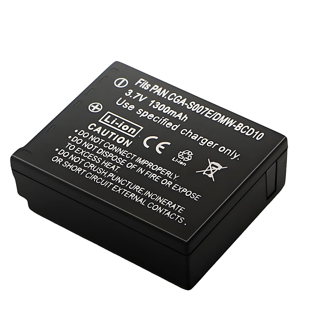 For Panasonic CGA-S007 Battery DMC-TZ1, DMC-TZ2, DMC-TZ3, DMC-TZ4, DMC-TZ5, DMC-TZ11 1300mAh Camera Batteries